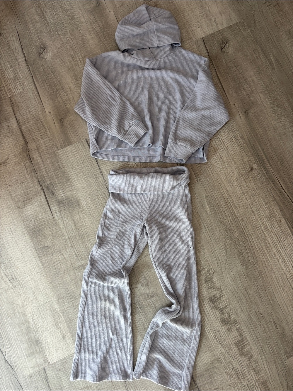 Light purple Ribbed High-Waist Flare Pants - Women